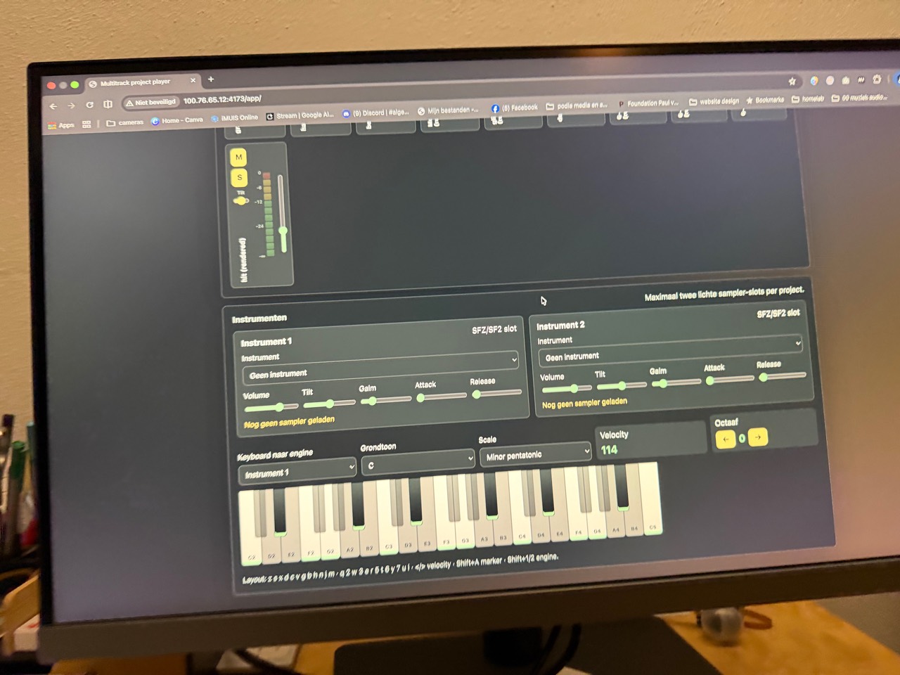 Instrument and keyboard section